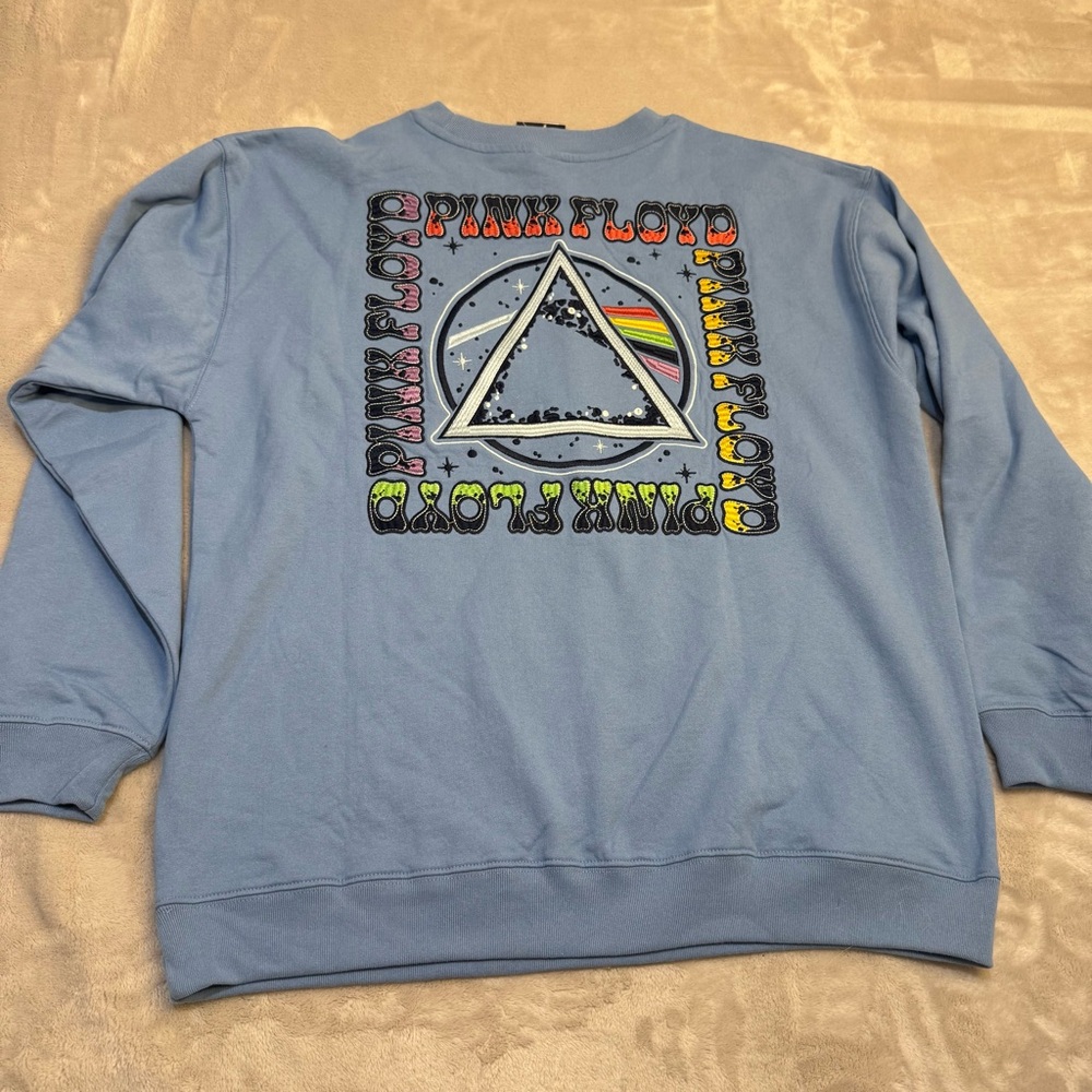 NWT Pink Floyd‎ Dark Side Moon Crewneck sweatshirt blue large